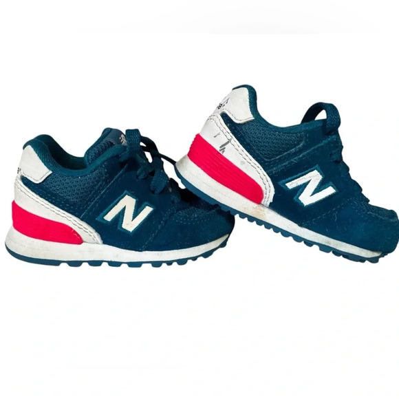New Balance Other - New Balance 574 Toddler / Baby Sneakers Size 4 Dark Teal Blue White and Pink